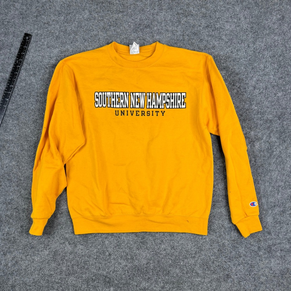 Champion Sweatshirt Mens Size M Yellow Southern New Hampshire University Graphic